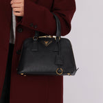 Prada Black Saffiano Mini Top Handle - FashioNica