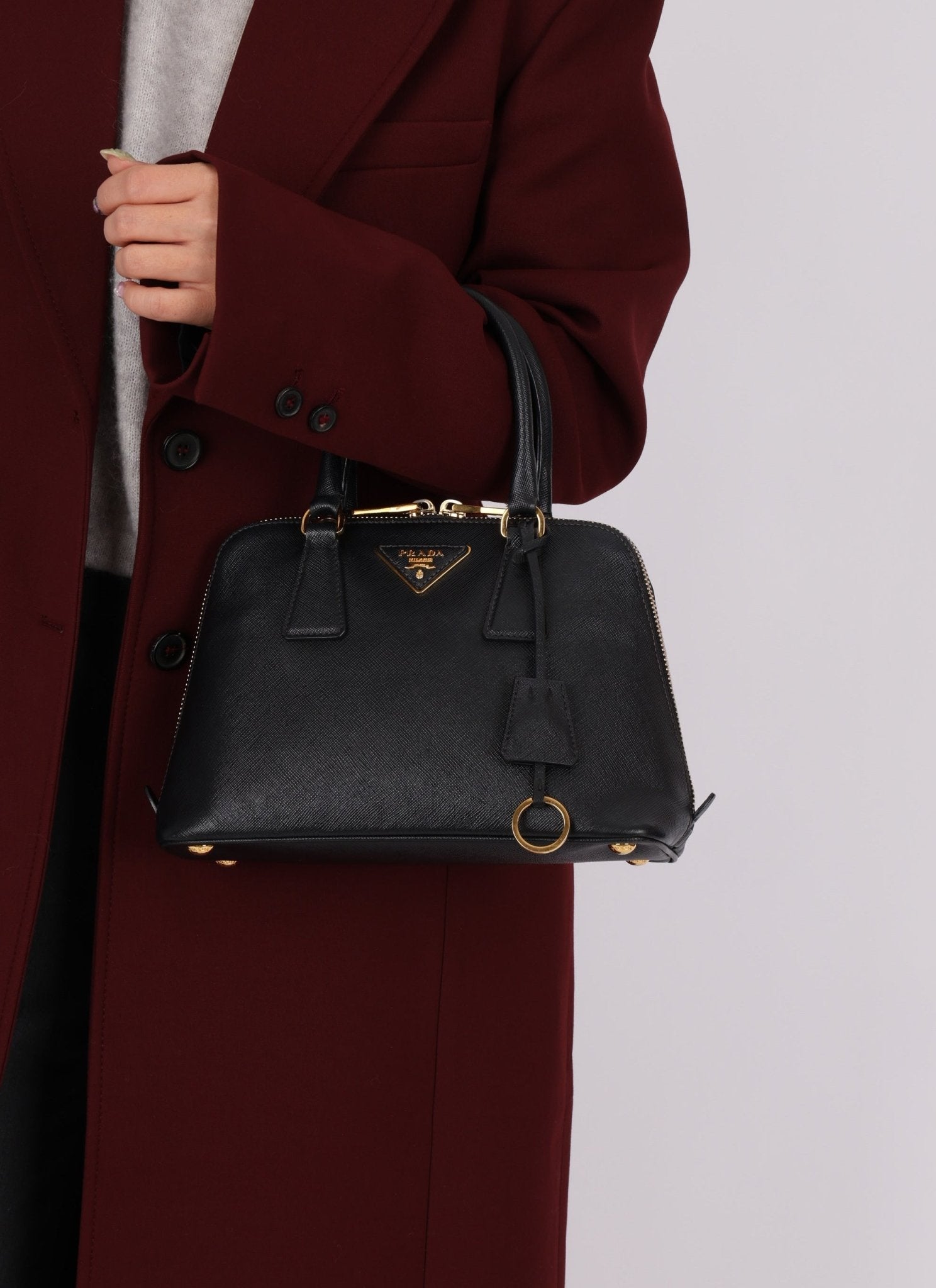 Prada Black Saffiano Mini Top Handle - FashioNica