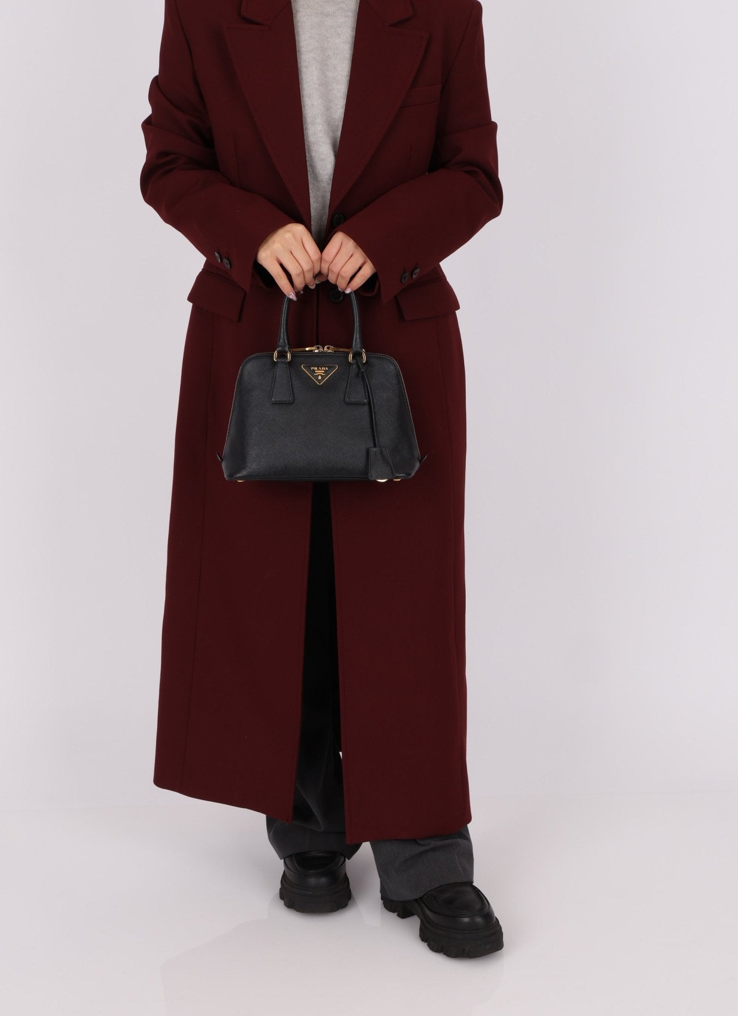 Prada Black Saffiano Mini Top Handle - FashioNica