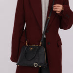 Prada Black Saffiano Mini Top Handle - FashioNica