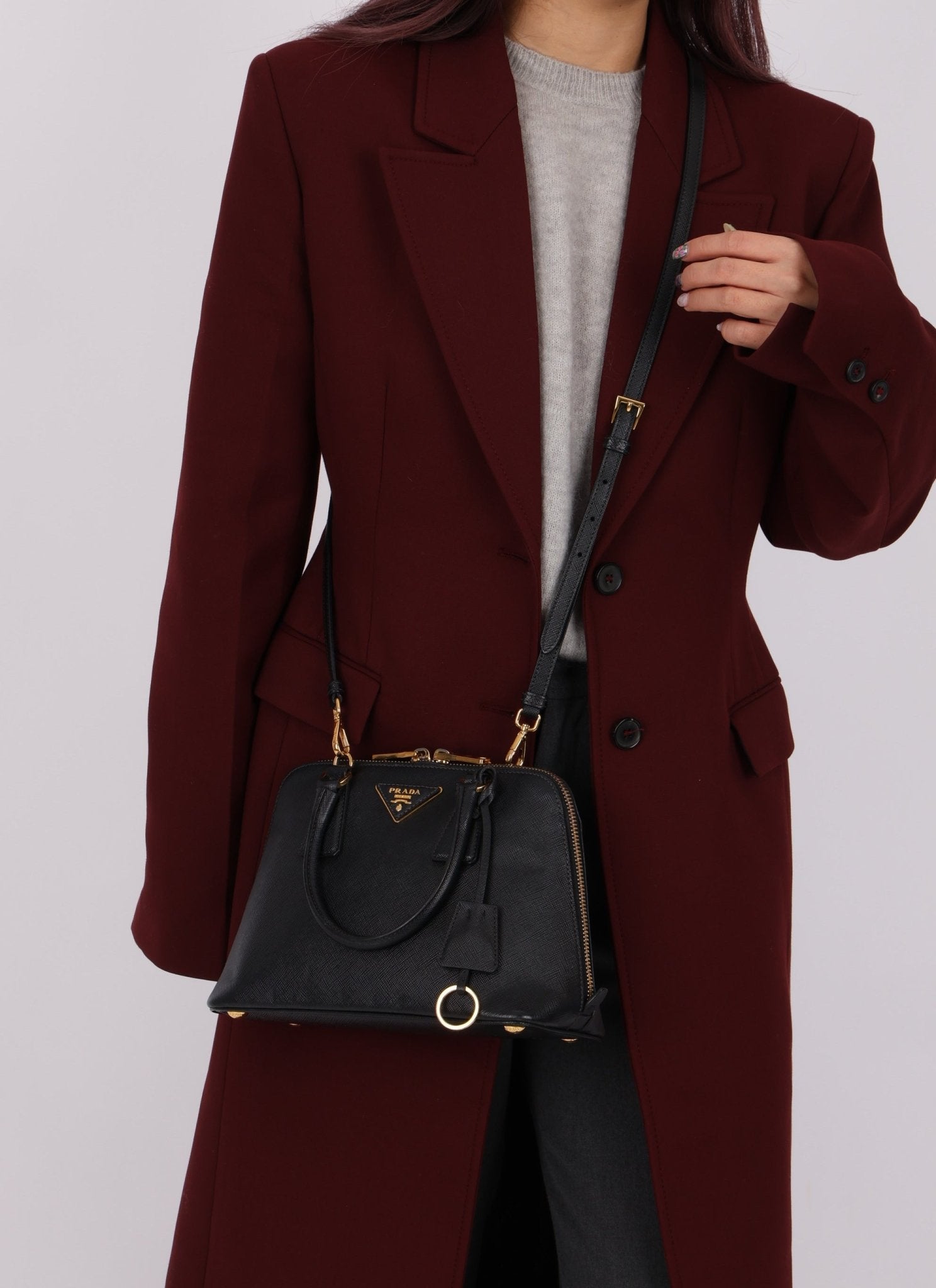 Prada Black Saffiano Mini Top Handle - FashioNica