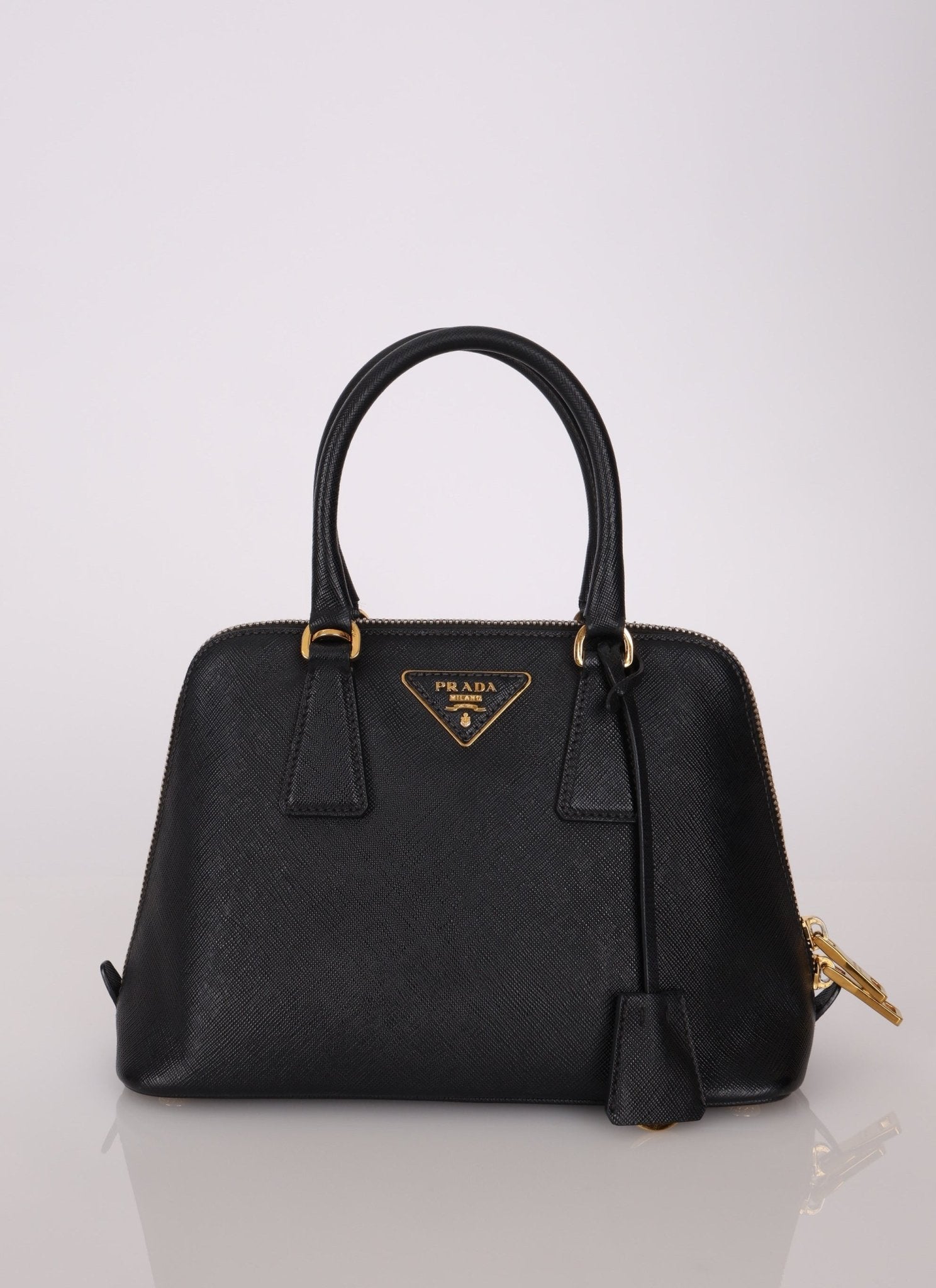 Prada Black Saffiano Mini Top Handle - FashioNica