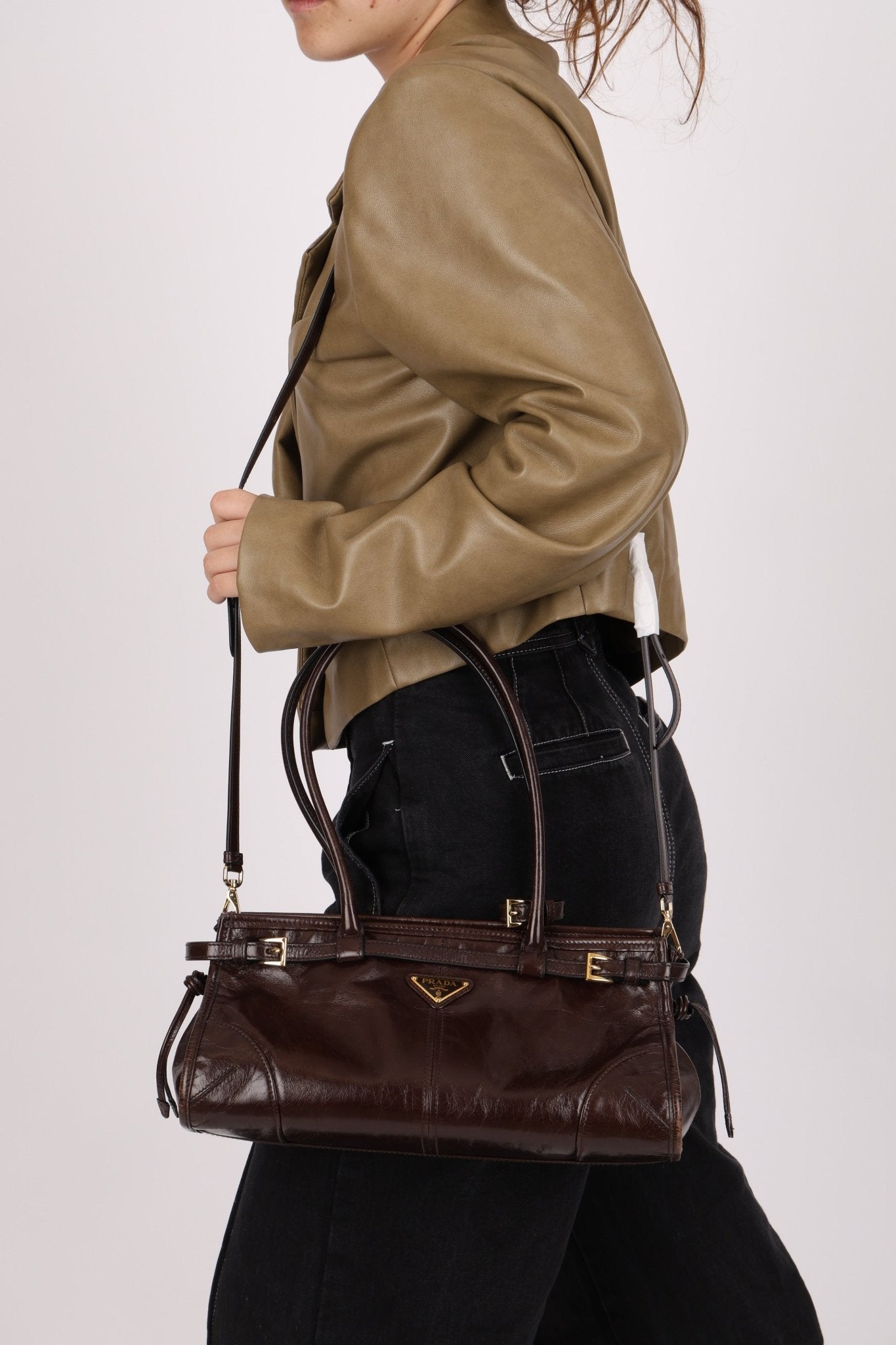 Prada Bonnie Medium Leather Shoulder Bag - FashioNica