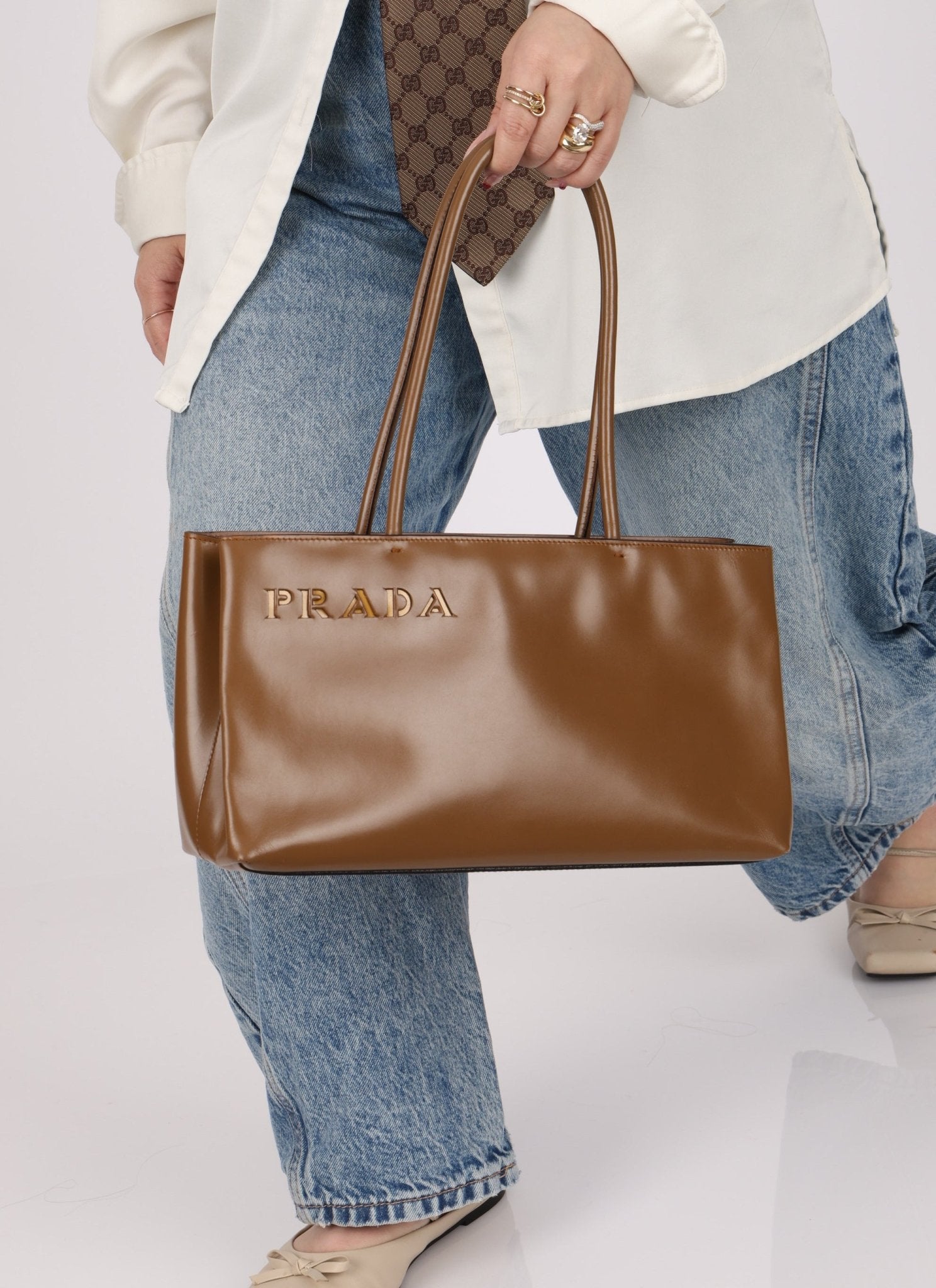 Prada Boxcalf Leather Cutout Tote - FashioNica