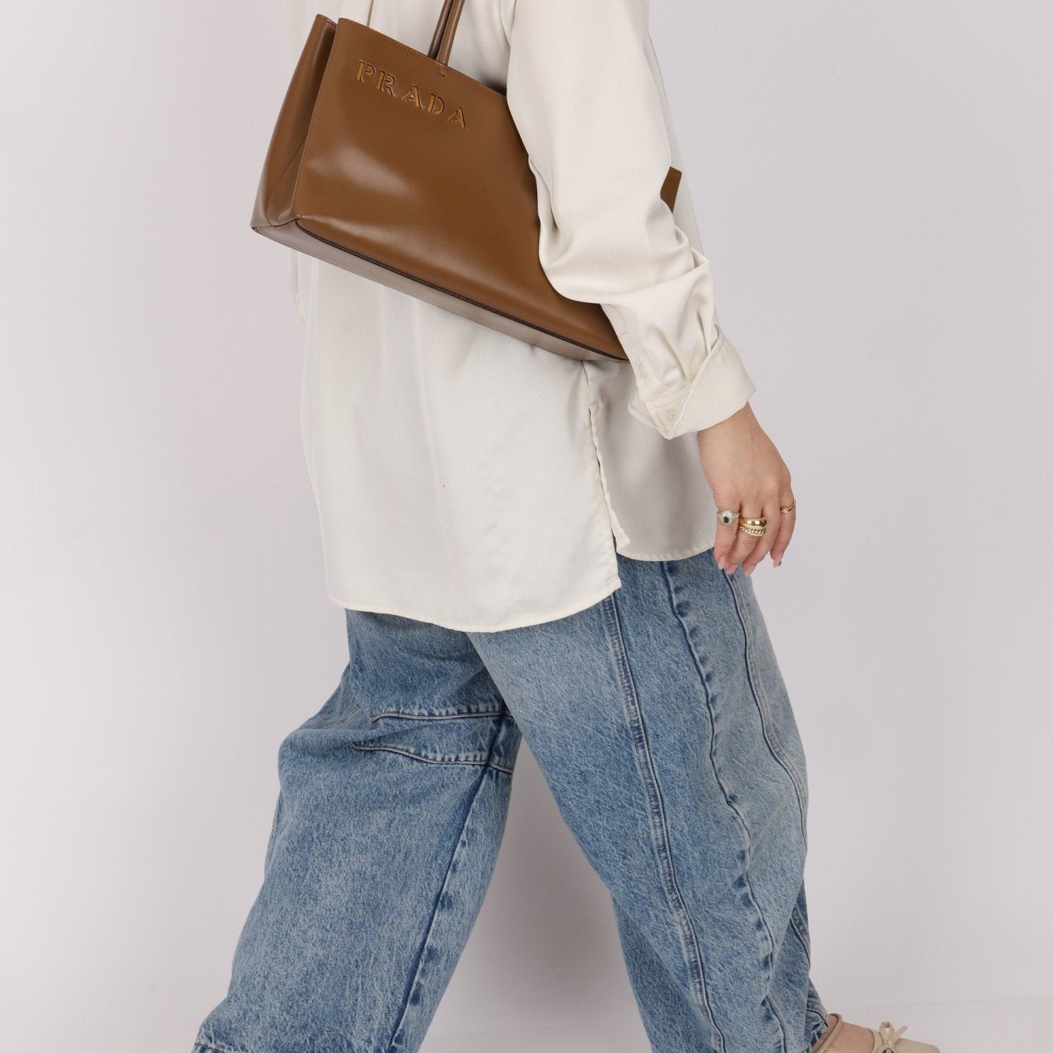 Prada Boxcalf Leather Cutout Tote - FashioNica