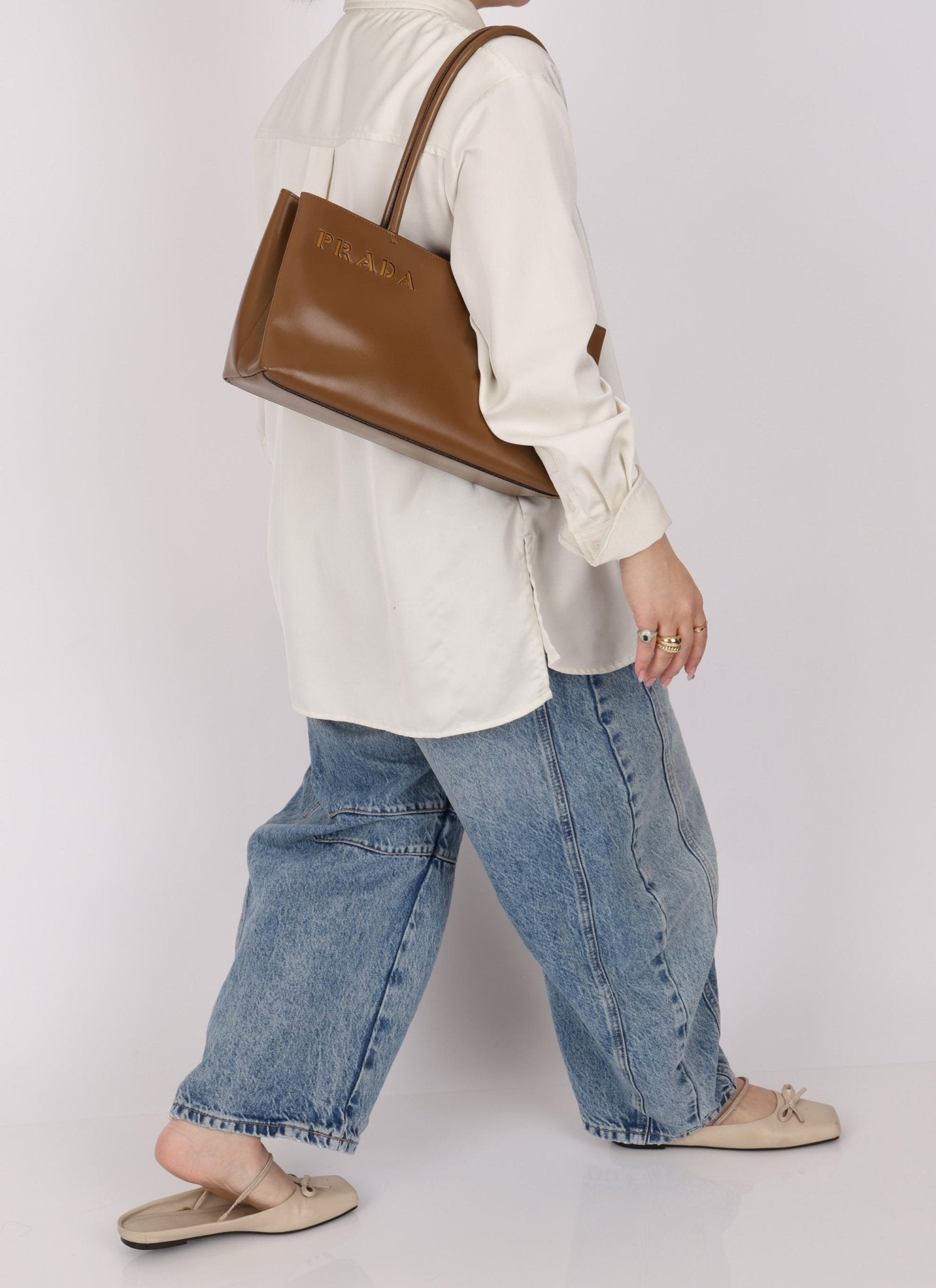 Prada Boxcalf Leather Cutout Tote - FashioNica