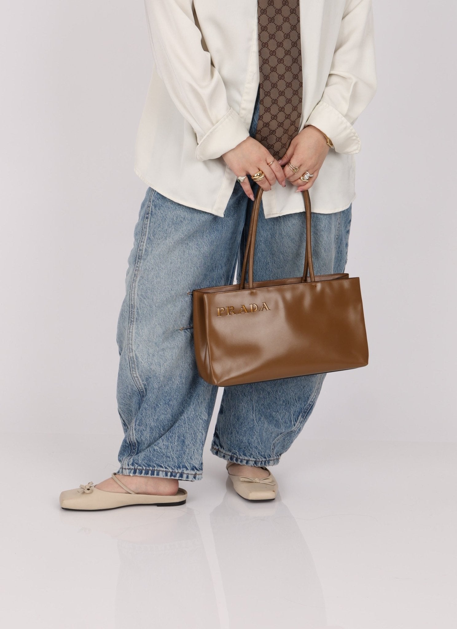 Prada Boxcalf Leather Cutout Tote - FashioNica