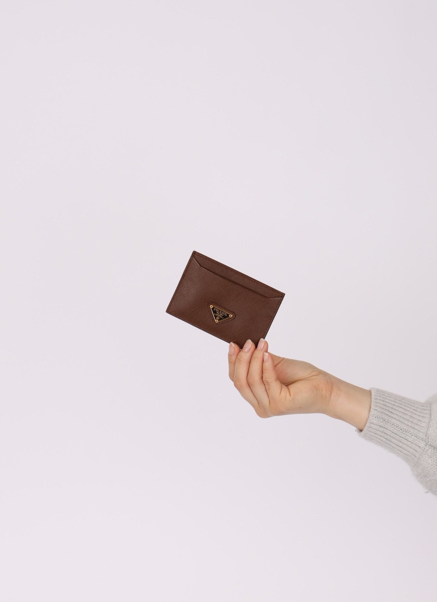 Prada Brown Saffiano Card Holder - FashioNica