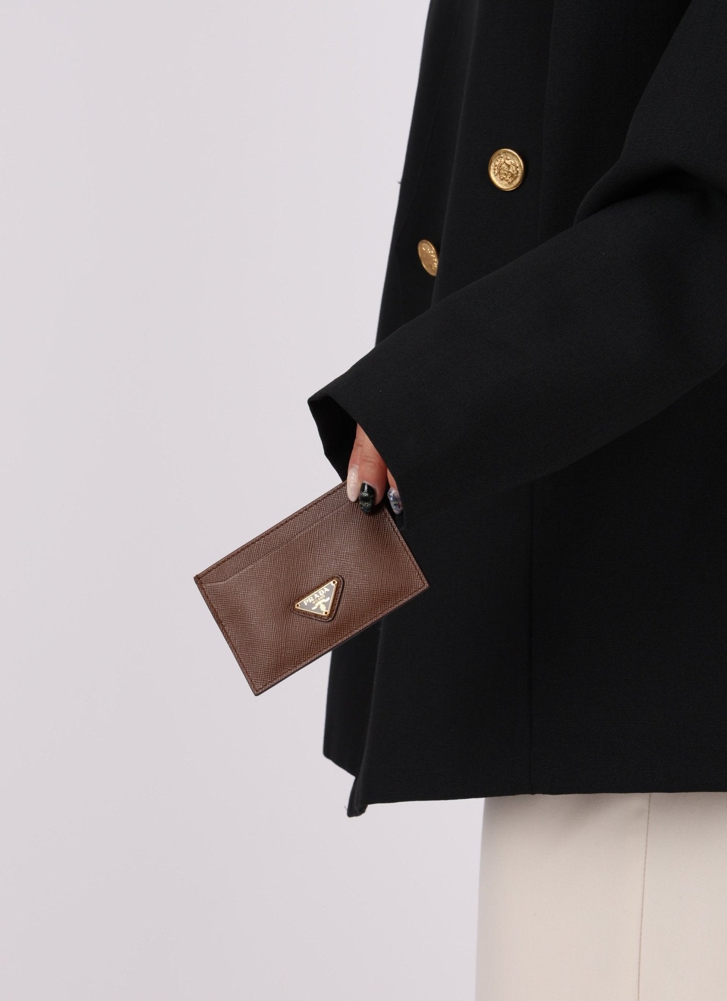 Prada Brown Saffiano Card Holder - FashioNica