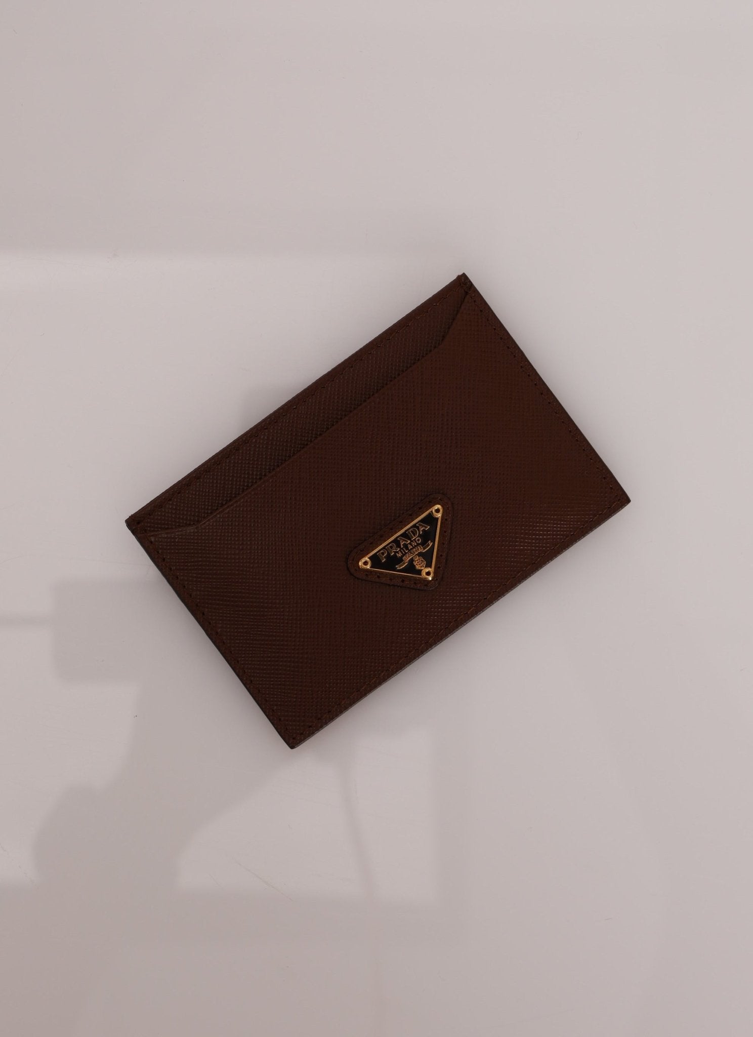 Prada Brown Saffiano Card Holder - FashioNica