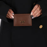 Prada Brown Saffiano Card Holder - FashioNica