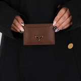 Prada Brown Saffiano Card Holder - FashioNica