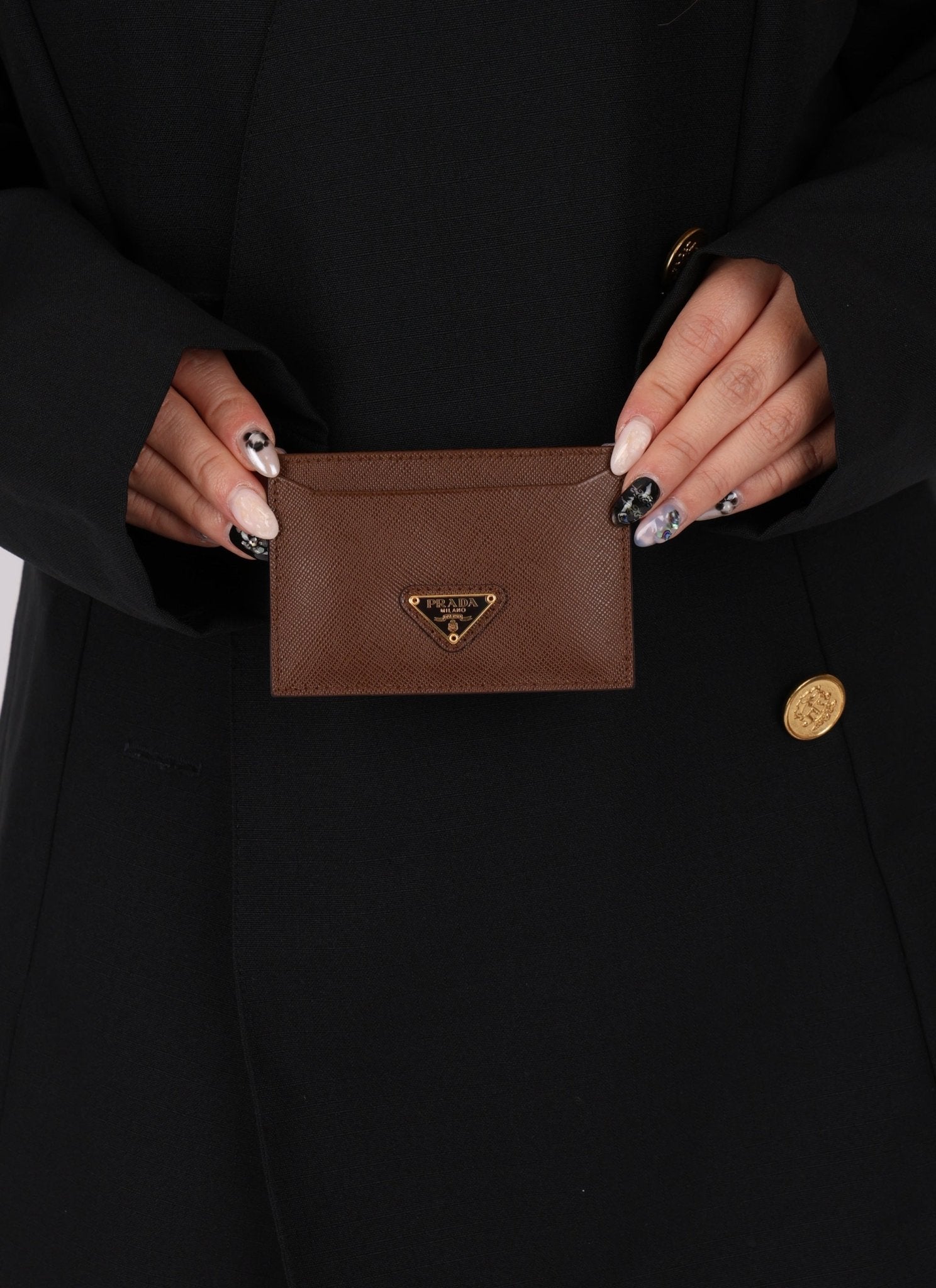 Prada Brown Saffiano Card Holder - FashioNica