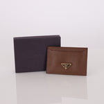Prada Brown Saffiano Card Holder - FashioNica