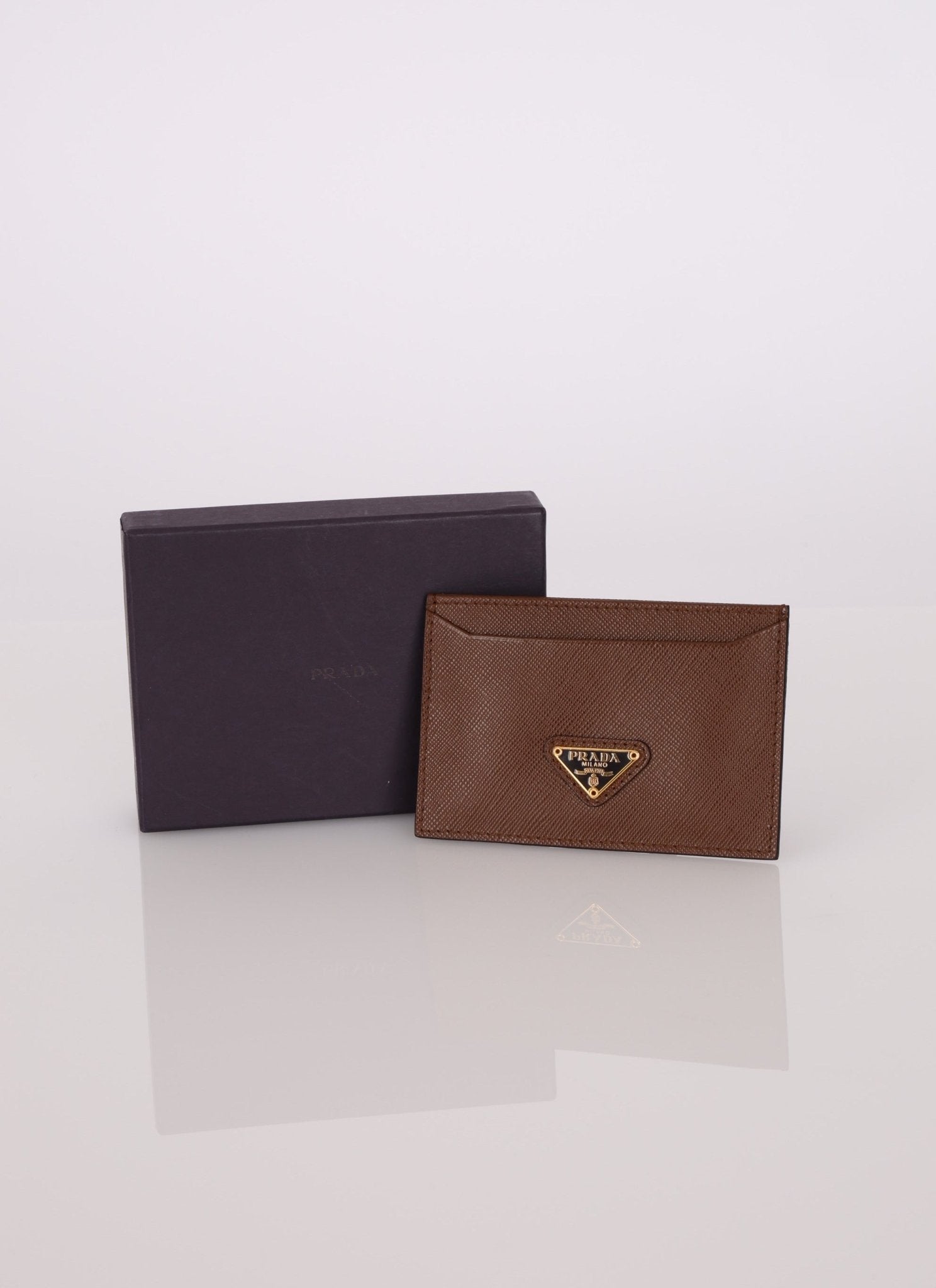 Prada Brown Saffiano Card Holder - FashioNica