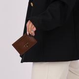 Prada Brown Saffiano Card Holder - FashioNica