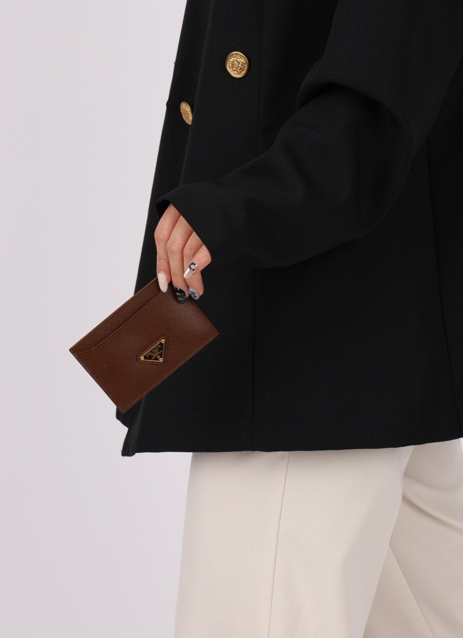 Prada Brown Saffiano Card Holder - FashioNica