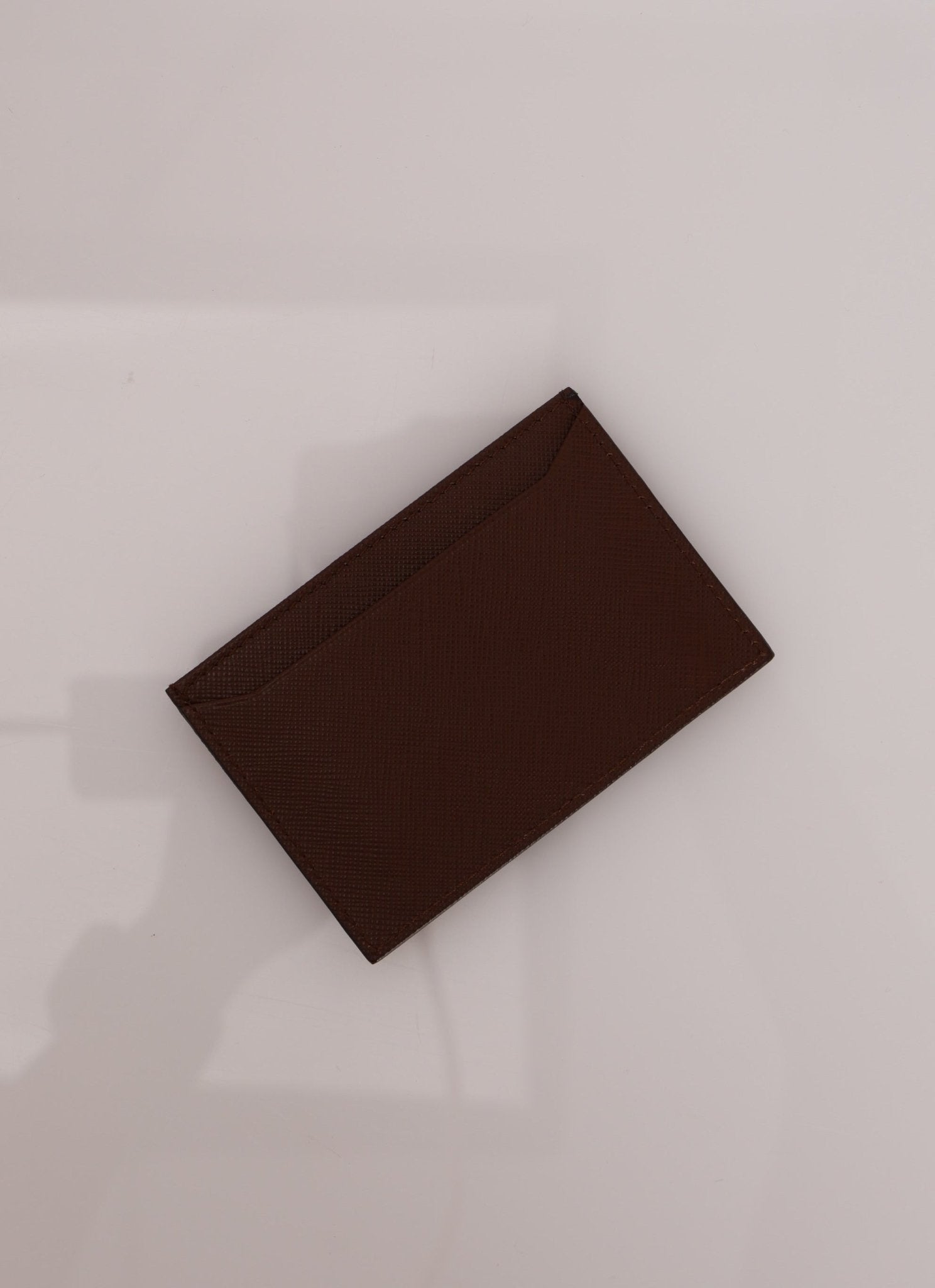 Prada Brown Saffiano Card Holder - FashioNica
