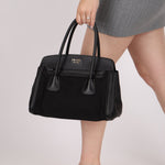 Prada Canapa Saffiano Shoulder Bag Nero Black - FashioNica
