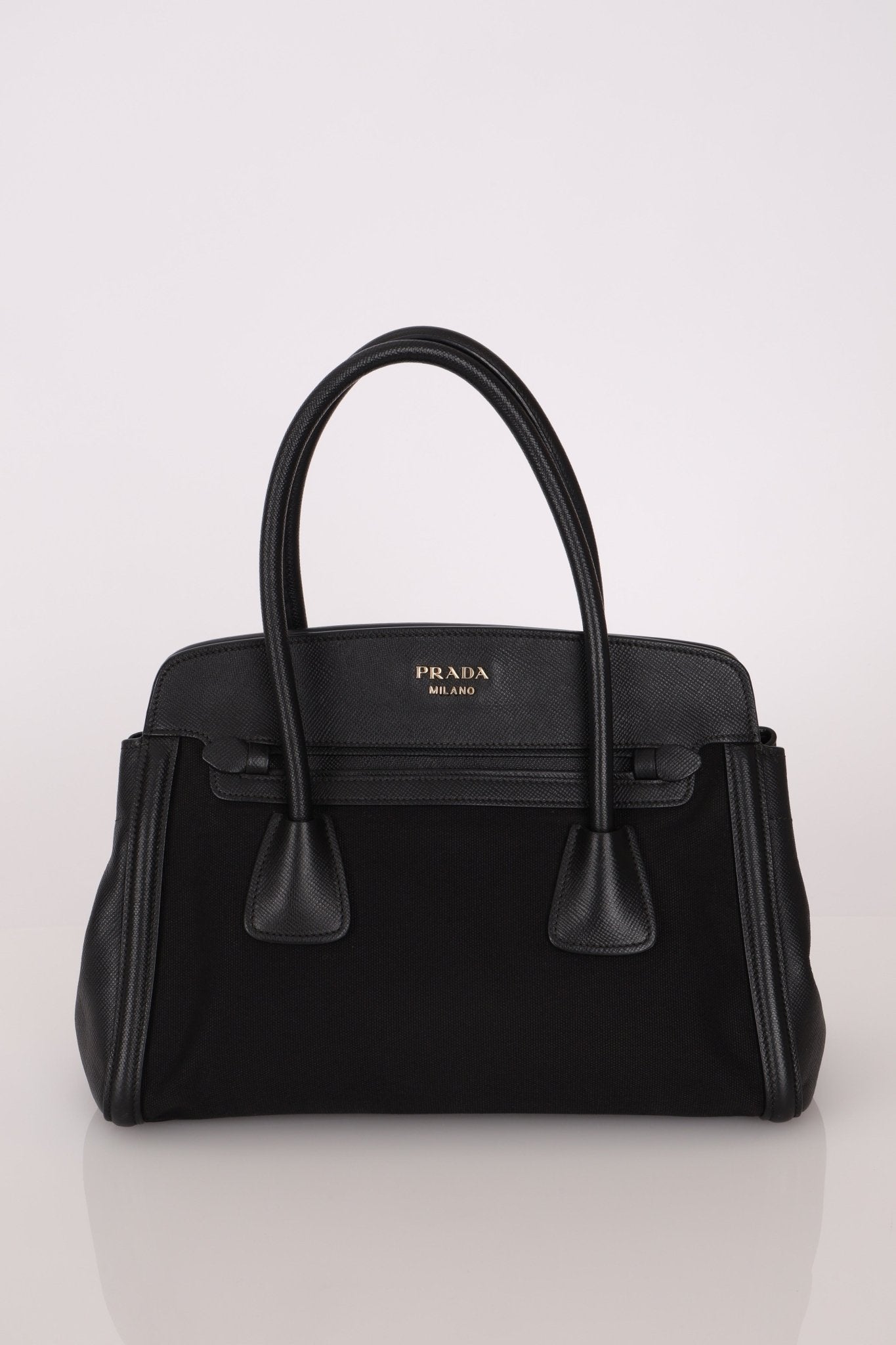 Prada Canapa Saffiano Shoulder Bag Nero Black - FashioNica