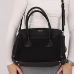 Prada Canapa Saffiano Shoulder Bag Nero Black - FashioNica
