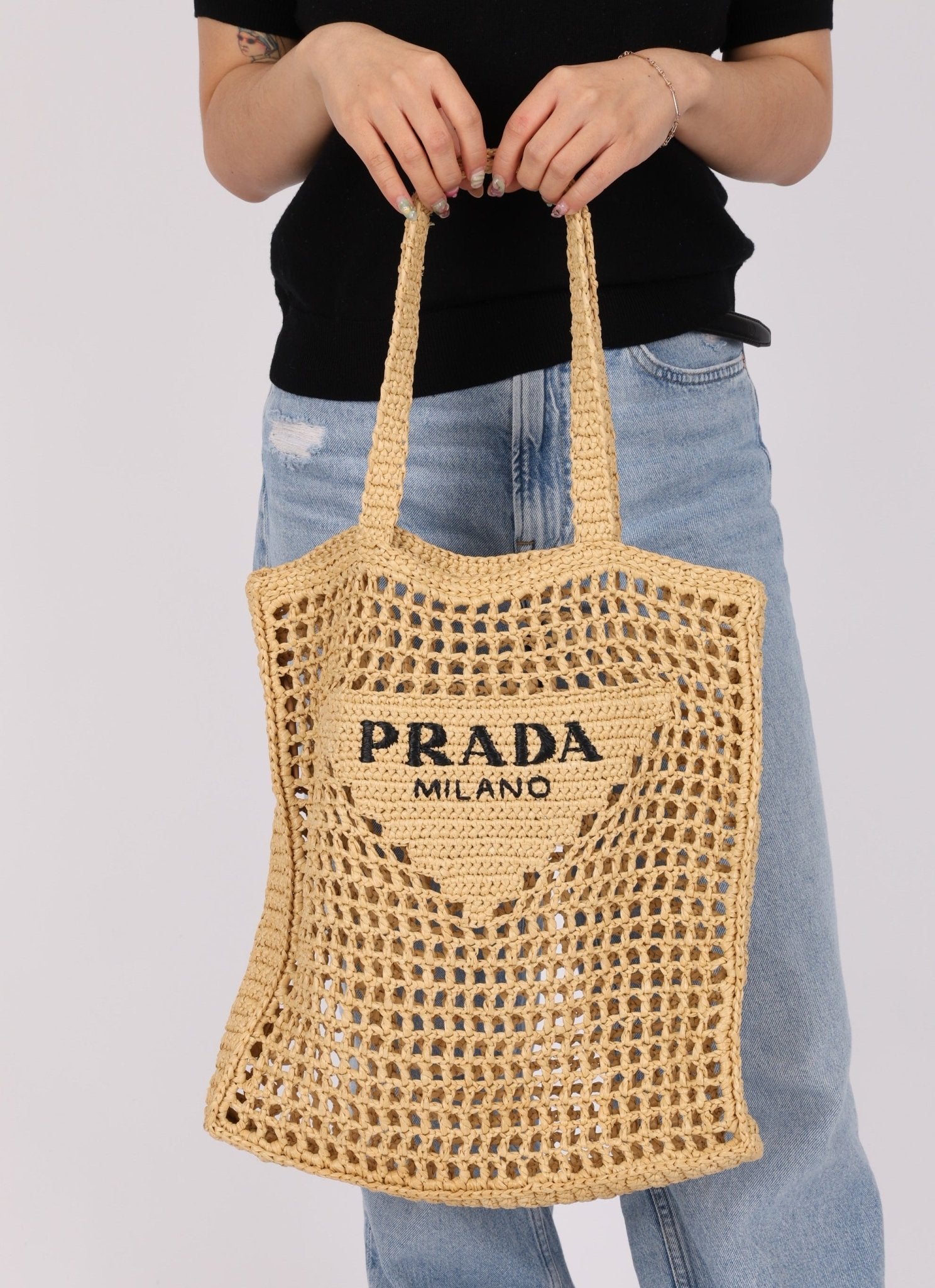 Prada Crochet Logo Tote - FashioNica