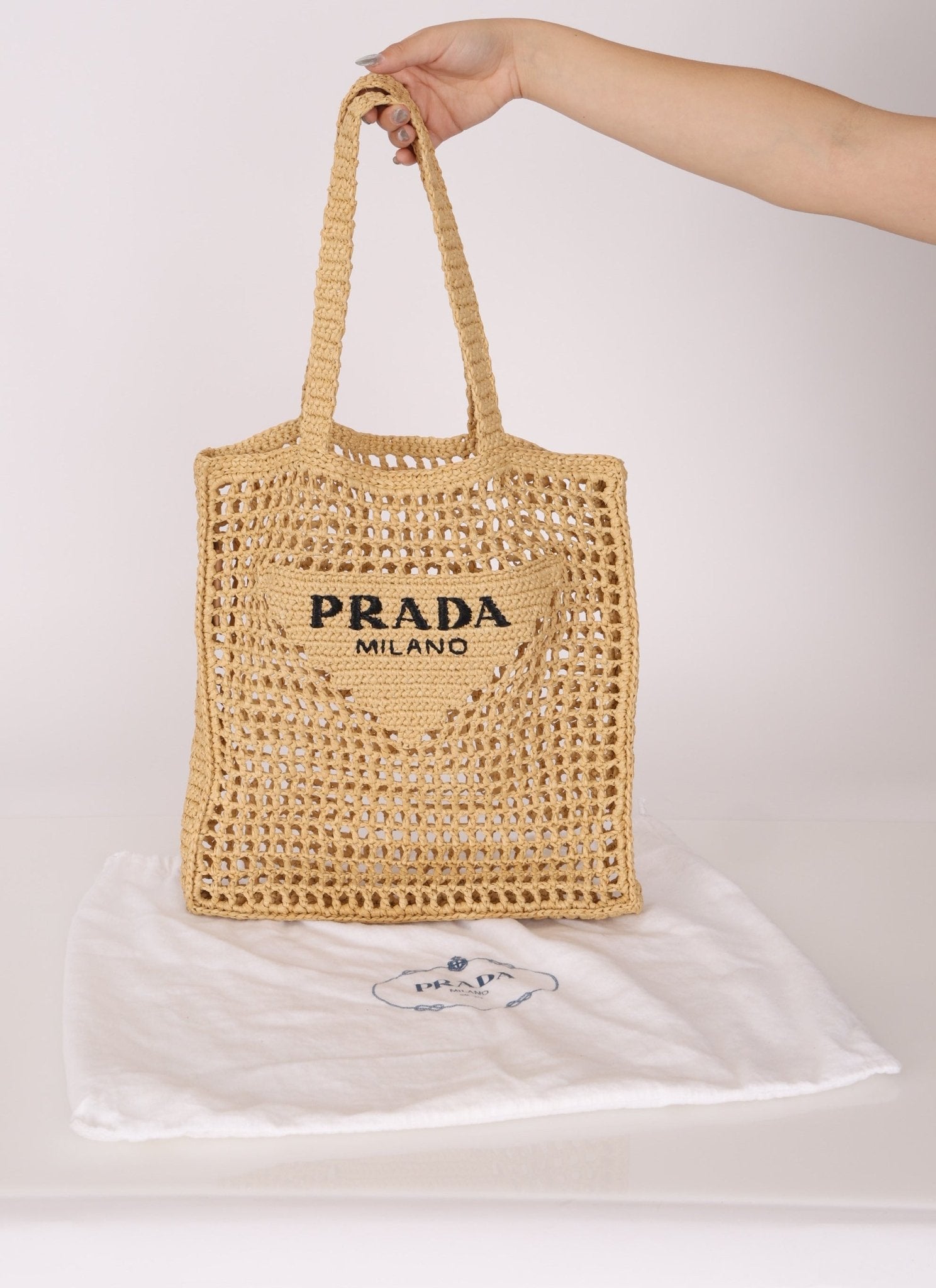 Prada Crochet Logo Tote - FashioNica