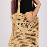 Prada Crochet Logo Tote - FashioNica