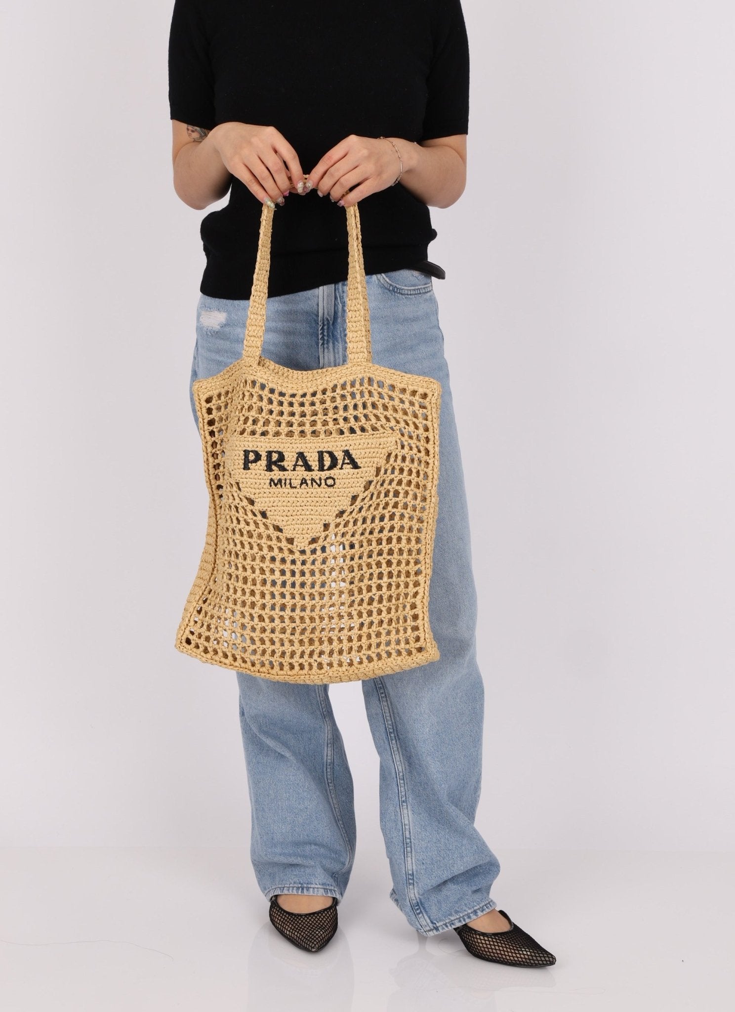 Prada Crochet Logo Tote - FashioNica
