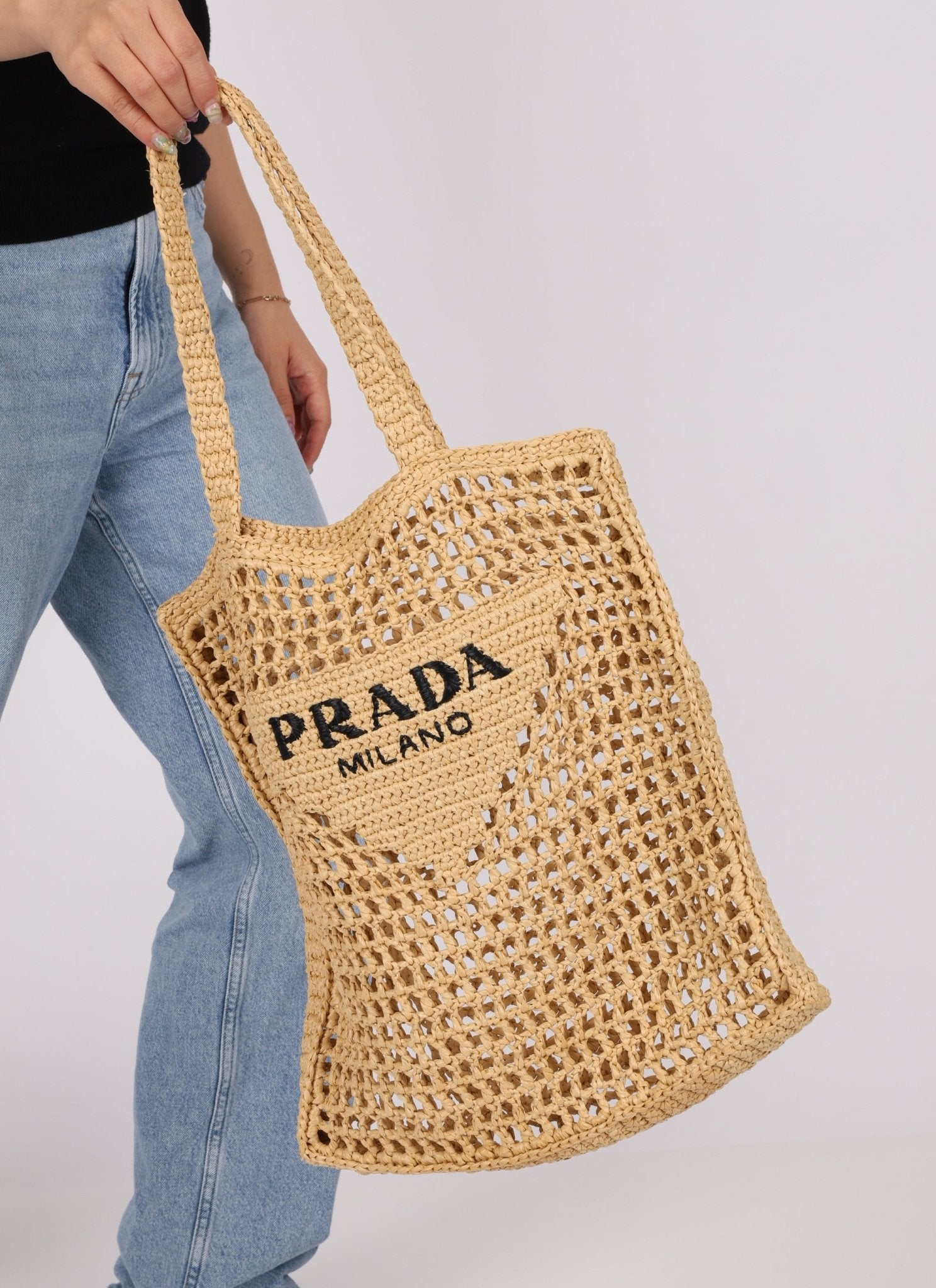 Prada Crochet Logo Tote - FashioNica
