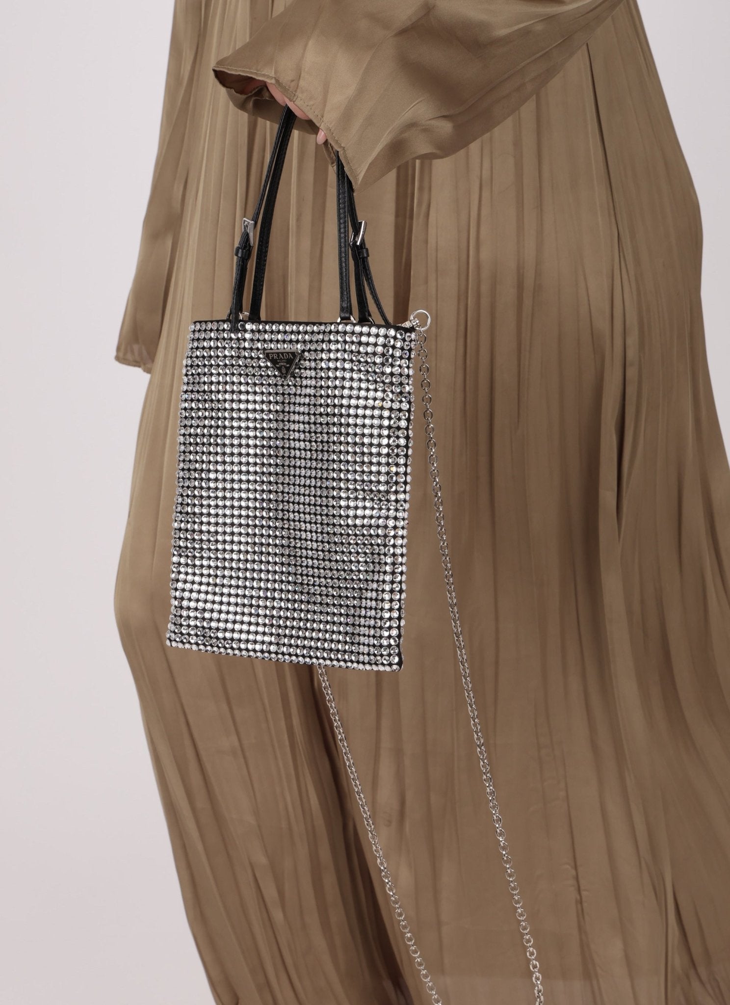 Prada Crystal Embellished Mini Tote - FashioNica