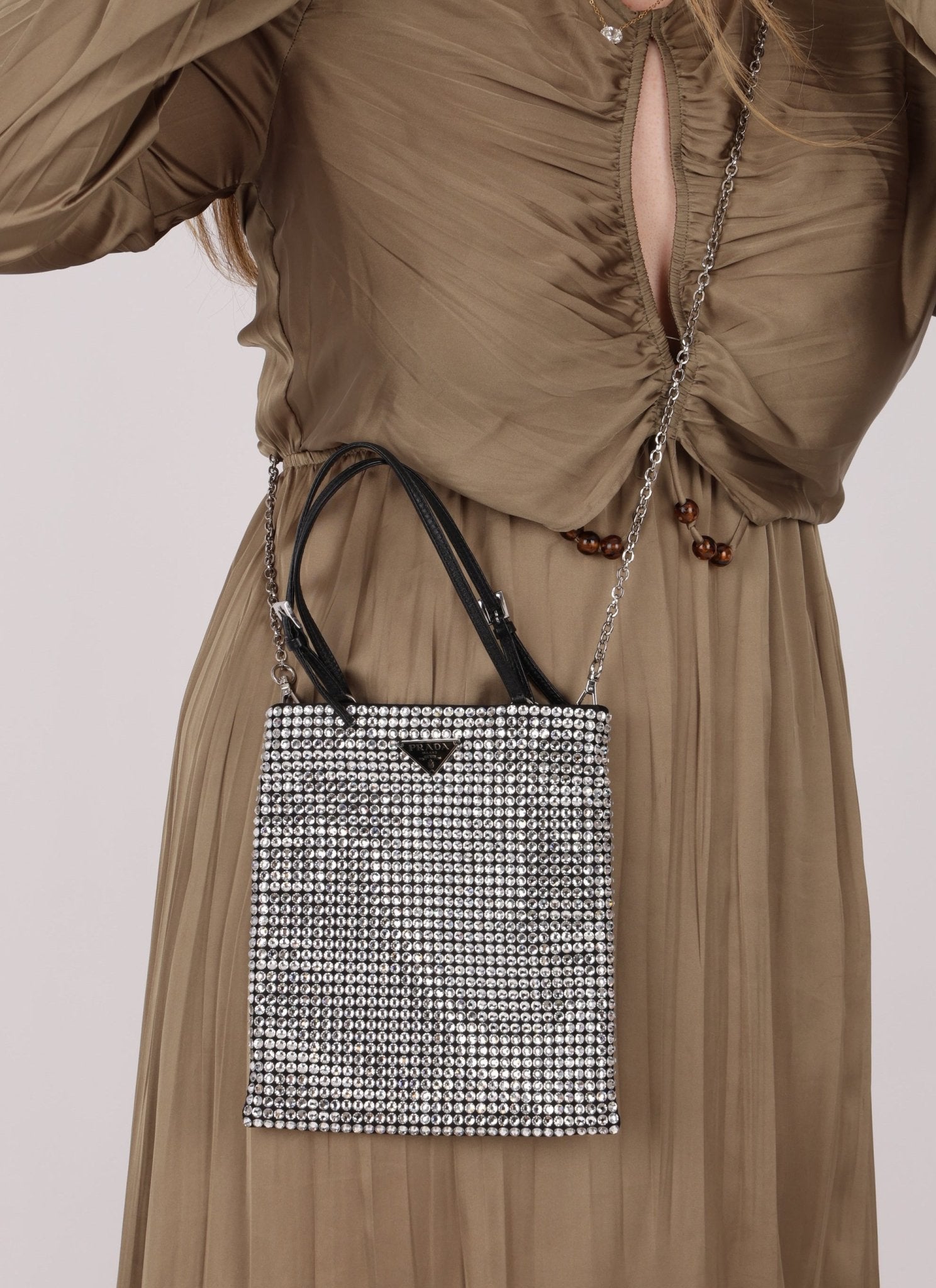 Prada Crystal Embellished Mini Tote - FashioNica