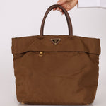 Prada Dark Khaki Nylon Tote - FashioNica