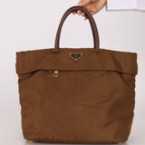 Prada Dark Khaki Nylon Tote - FashioNica