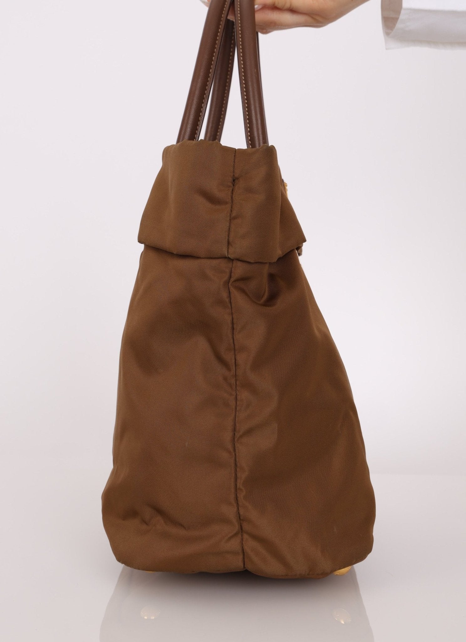 Prada Dark Khaki Nylon Tote - FashioNica