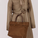 Prada Dark Khaki Nylon Tote - FashioNica