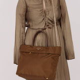 Prada Dark Khaki Nylon Tote - FashioNica