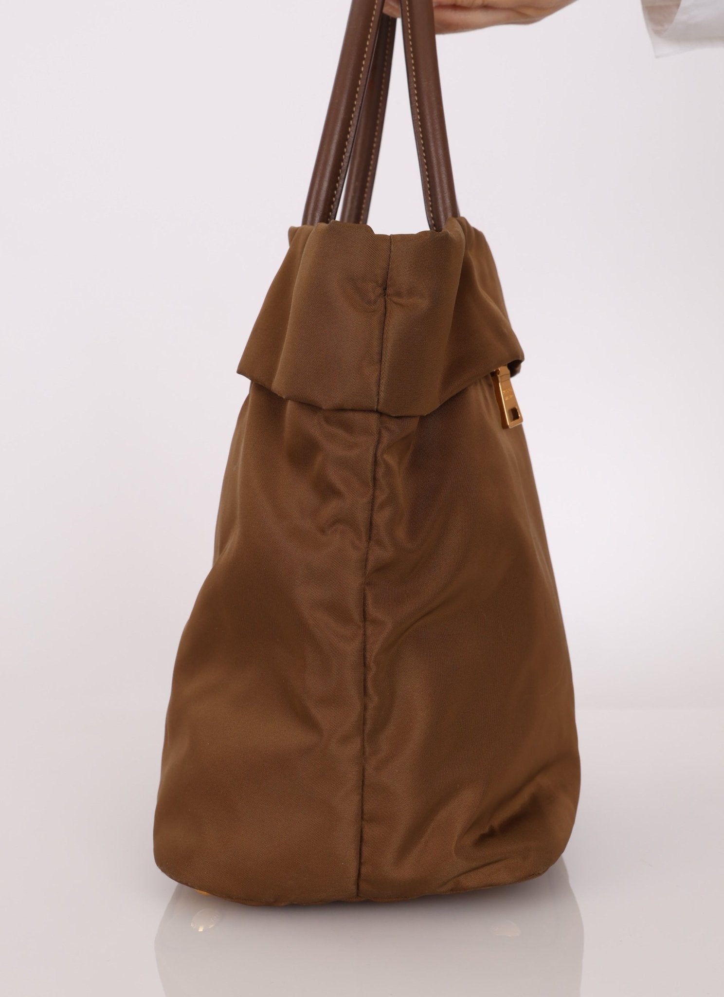 Prada Dark Khaki Nylon Tote - FashioNica
