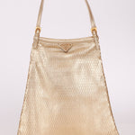 Prada Gold Metallic Mini Net Tote - FashioNica