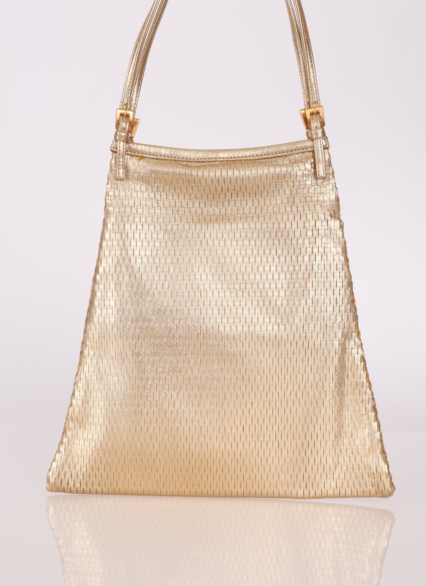 Prada Gold Metallic Mini Net Tote - FashioNica