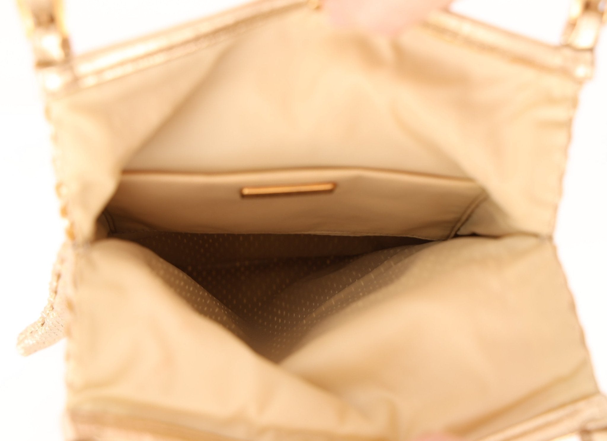 Prada Gold Metallic Mini Net Tote - FashioNica