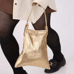 Prada Gold Metallic Mini Net Tote - FashioNica