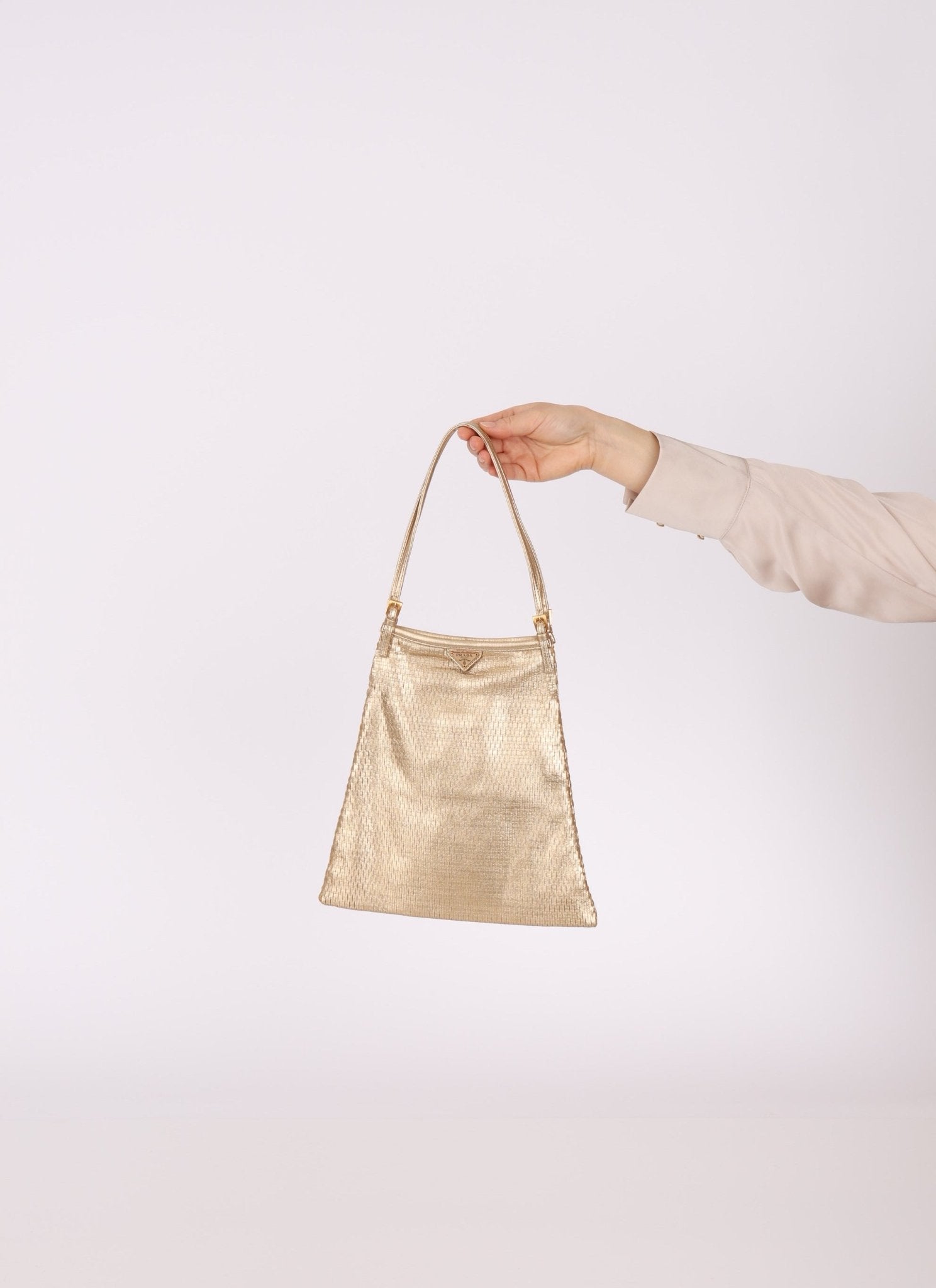 Prada Gold Metallic Mini Net Tote - FashioNica