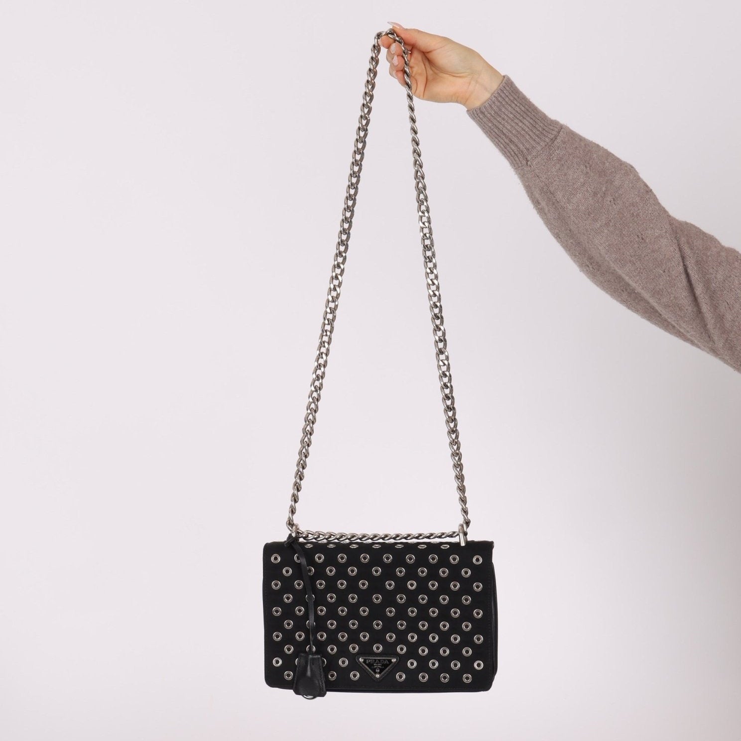 Prada Grommet Nylon Chain Flap Bag - FashioNica