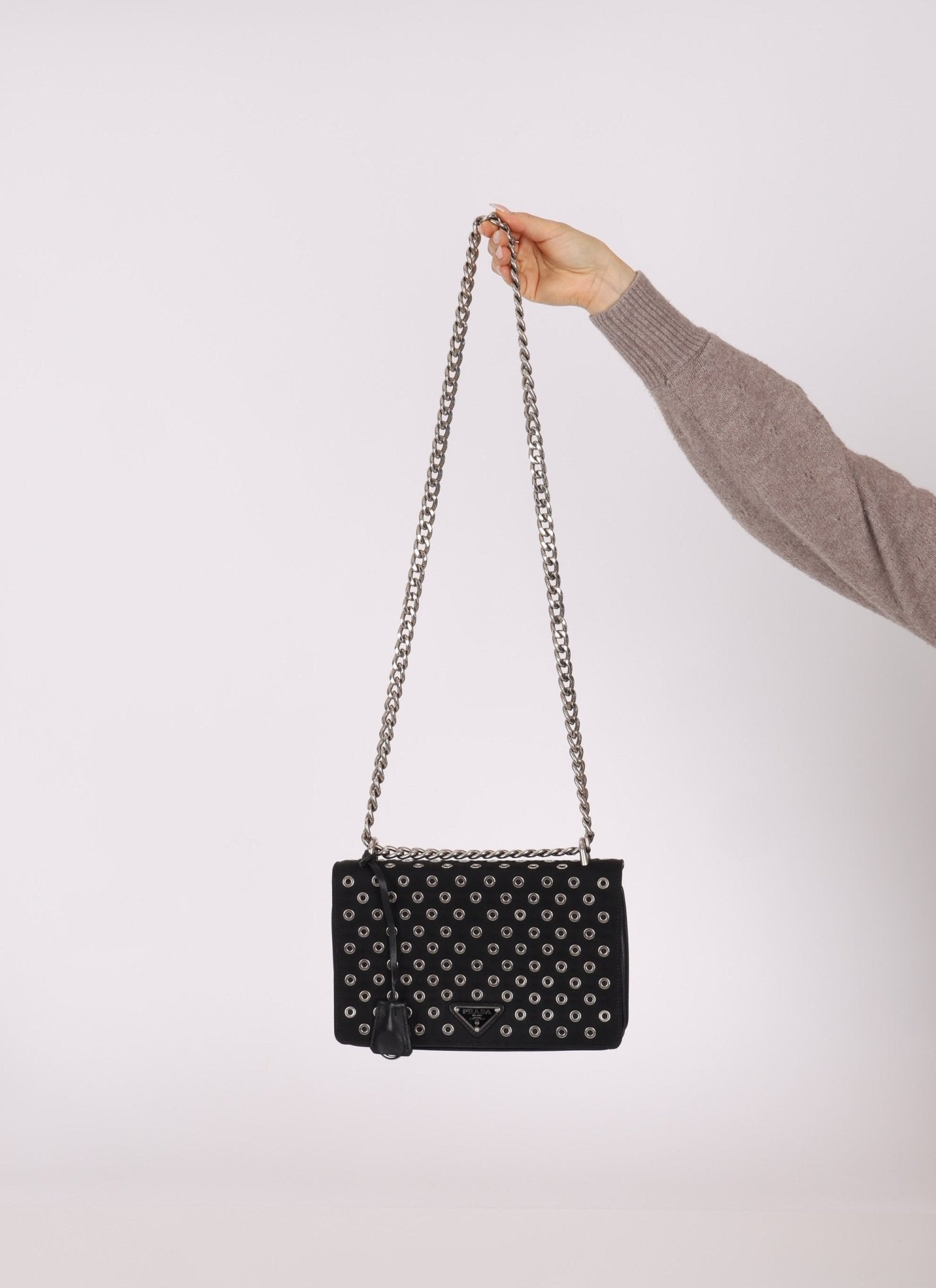 Prada Grommet Nylon Chain Flap Bag - FashioNica