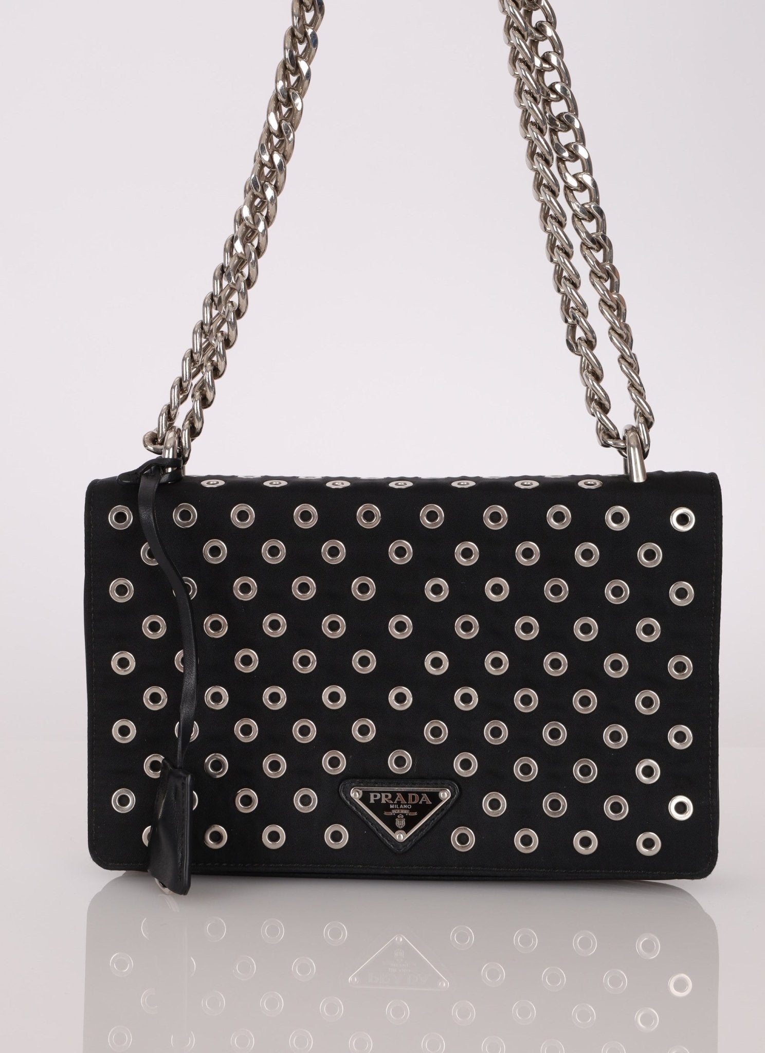 Prada Grommet Nylon Chain Flap Bag - FashioNica