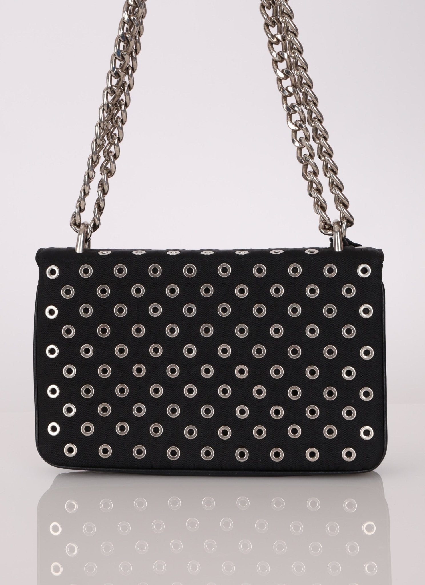 Prada Grommet Nylon Chain Flap Bag - FashioNica