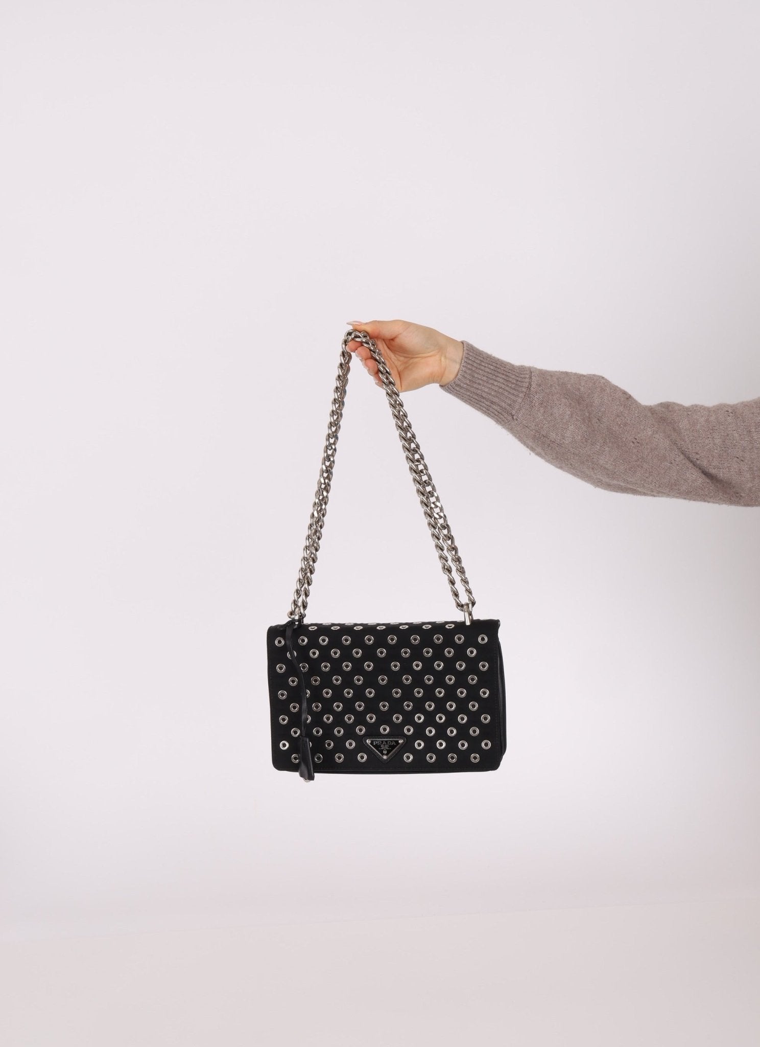 Prada Grommet Nylon Chain Flap Bag - FashioNica