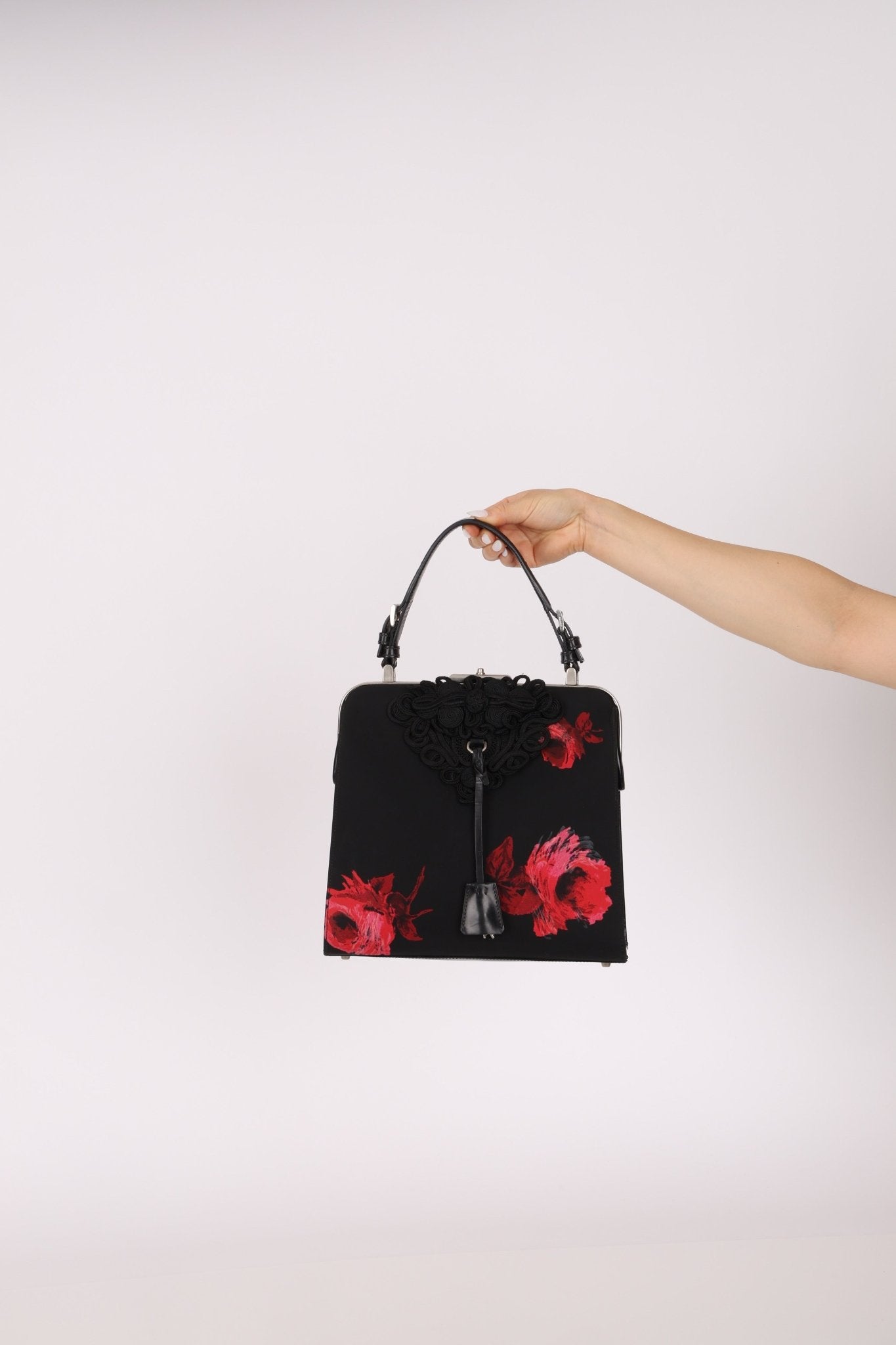 Prada Hibiscus Stamputo Tessuto Frame Handle Bag - FashioNica