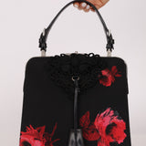 Prada Hibiscus Stamputo Tessuto Frame Handle Bag - FashioNica
